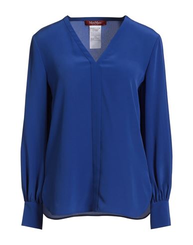 Max Mara Studio Woman Top Blue Size 14 Silk In Blue