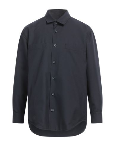 Shop Lardini Man Shirt Midnight Blue Size S Polyester, Wool