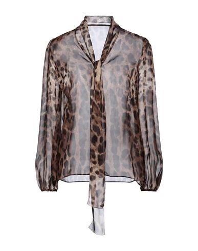 Shop Dolce & Gabbana Woman Shirt Dark Brown Size 8 Silk