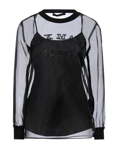 Max Mara Woman Top Black Size 8 Silk, Viscose, Polyester