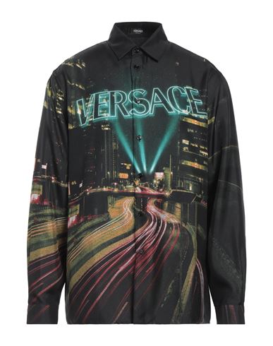 Shop Versace Man Shirt Black Size 40 Silk