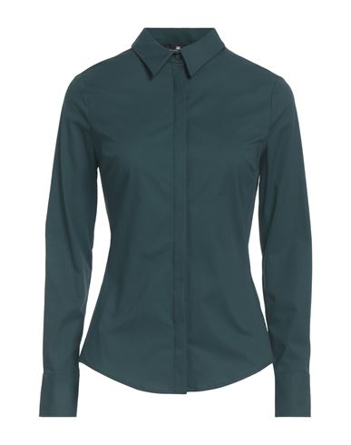Elisabetta Franchi Woman Shirt Dark Green Size 2 Cotton, Polyamide, Elastane