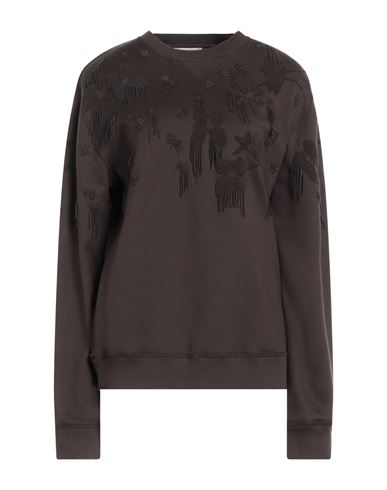 Valentino Garavani Woman Sweatshirt Dark Brown Size S Cotton, Polyamide, Elastane, Polyester