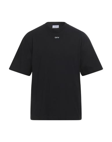 Shop Off-white Man T-shirt Black Size L Cotton, Elastane