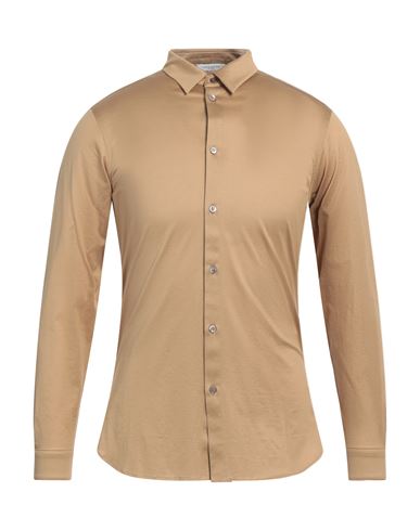 Shop Paolo Pecora Man Shirt Sand Size 17 ½ Cotton In Beige