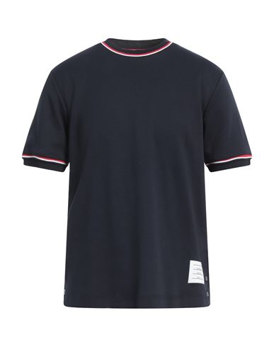 Shop Thom Browne Man T-shirt Navy Blue Size 4 Cotton, Elastane