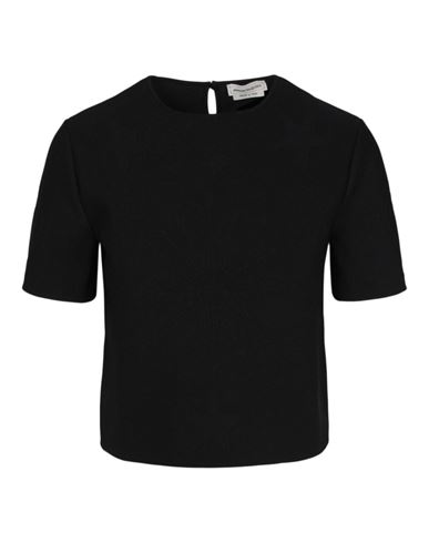 Shop Alexander Mcqueen Embossed Short Sleeve Sweater Woman T-shirt Black Size M Viscose, Polyester, Polya