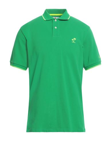 Mc2 Saint Barth Man Polo Shirt Green Size M Cotton