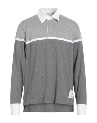 Thom Browne Man Polo Shirt Grey Size 3 Cotton