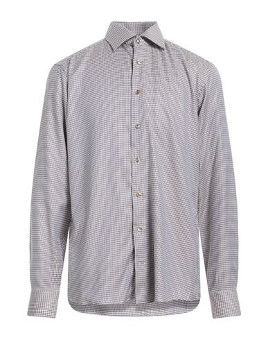 Eton Man Shirt Camel Size 17 Cotton In Gray