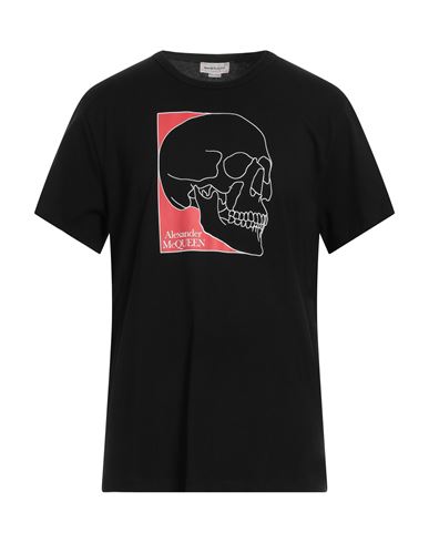 Alexander Mcqueen Man T-shirt Black Size Xl Cotton, Elastane
