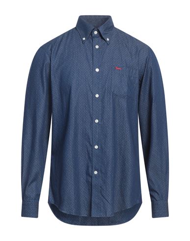 Shop Harmont & Blaine Man Denim Shirt Blue Size Xl Cotton