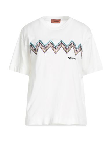 Missoni Woman T-shirt White Size S Cotton, Polyester, Acrylic, Wool