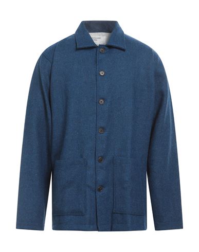Shop Universal Works Man Shirt Blue Size Xl Wool, Cotton
