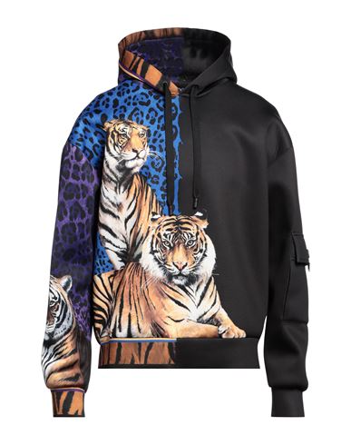 Dolce & Gabbana Multicolor Tiger Hooded Sweatshirt Sweater In Black
