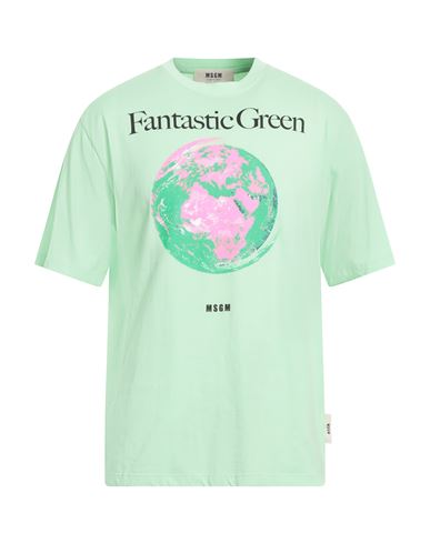 MSGM MSGM MAN T-SHIRT LIGHT GREEN SIZE XXL ORGANIC COTTON 