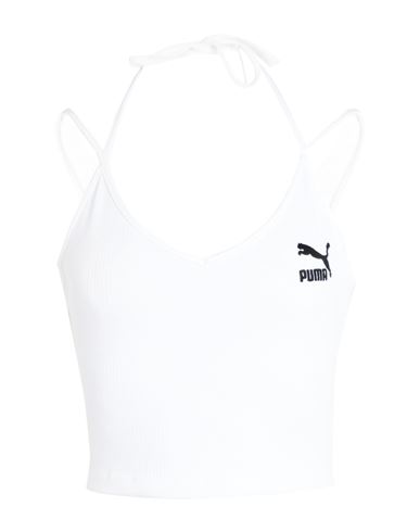 Puma Classics Ribbed Crop Top Woman Top White Size L Cotton, Polyester, Elastane
