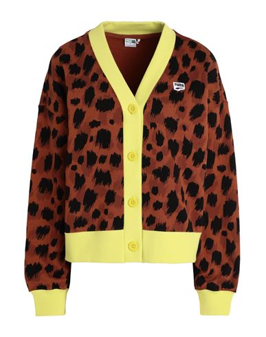 Puma Downtown Kitten Cardigan Tr Woman Sweatshirt Brown Size L Cotton