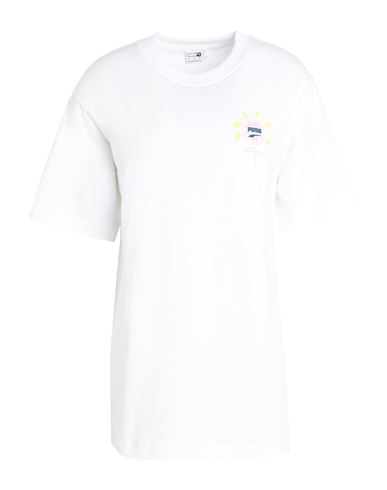 Puma Downtown Relaxed Graphic Tee Woman T-shirt White Size L Cotton, Polyester