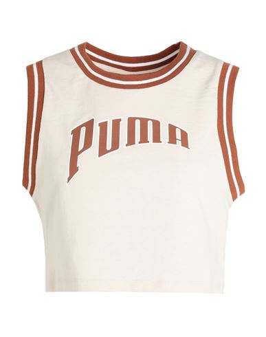 Puma Team For The Fanbase Graphic Cropped Tee Woman Top Beige Size L Cotton