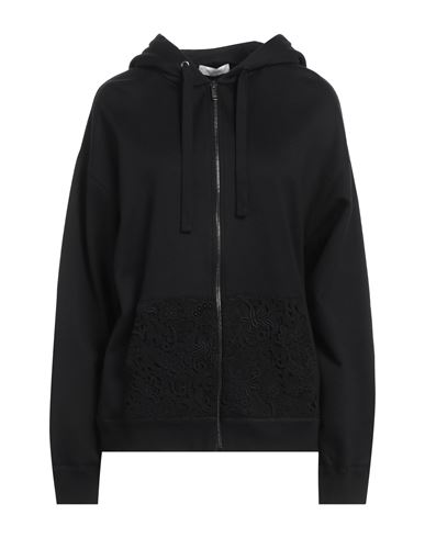 Valentino Garavani Woman Sweatshirt Black Size M Cotton, Polyamide, Elastane