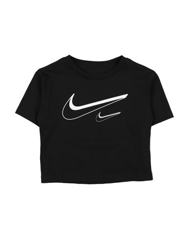 Nike Babies'  Swoosh Logo Boxy Tee Toddler Girl T-shirt Black Size 7 Cotton, Polyester