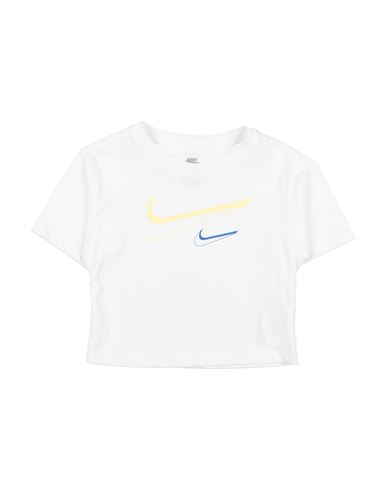 Nike Babies'  Swoosh Logo Boxy Tee Toddler Girl T-shirt White Size 7 Cotton, Polyester