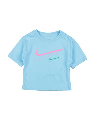 Nike Babies'  Swoosh Logo Boxy Tee Toddler Girl T-shirt Azure Size 7 Cotton, Polyester In Blue