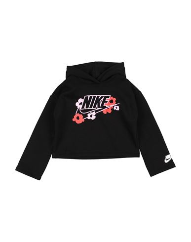 Nike Babies'  Floral Graphic Hoodie Toddler Girl Sweatshirt Black Size 6 Cotton, Polyester