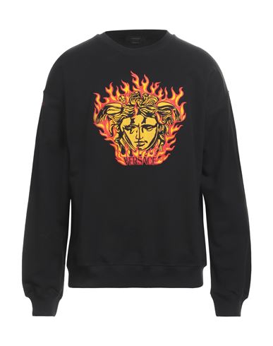 Shop Versace Man Sweatshirt Black Size Xl Cotton, Viscose
