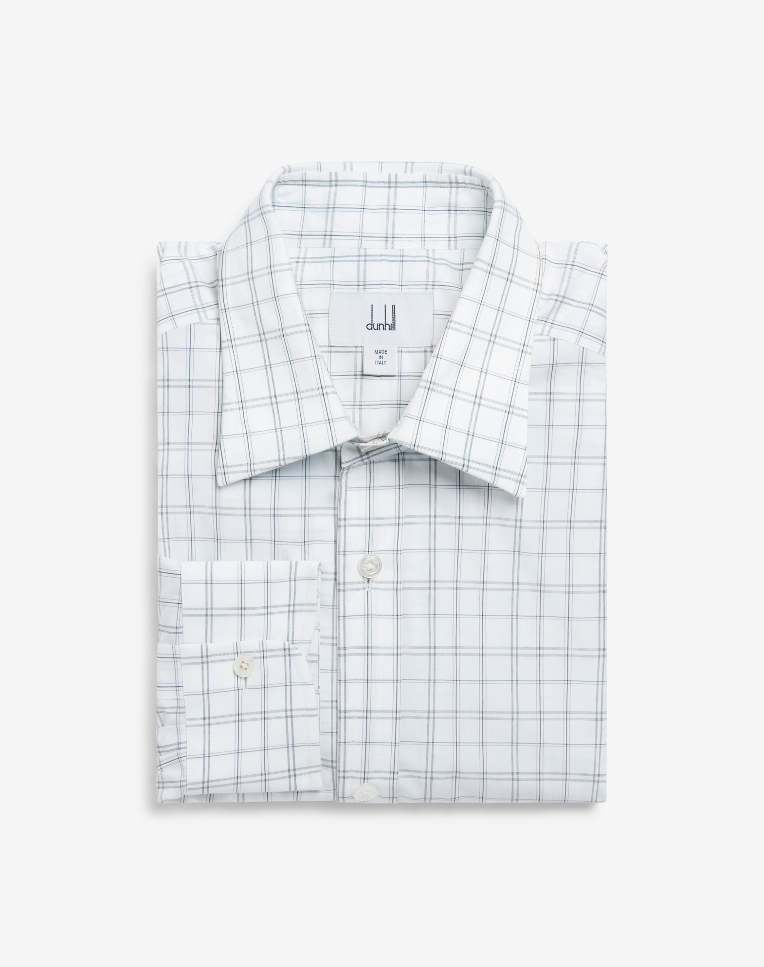 Shop Dunhill Cotton Check Point Collar Formal Shirt In Black