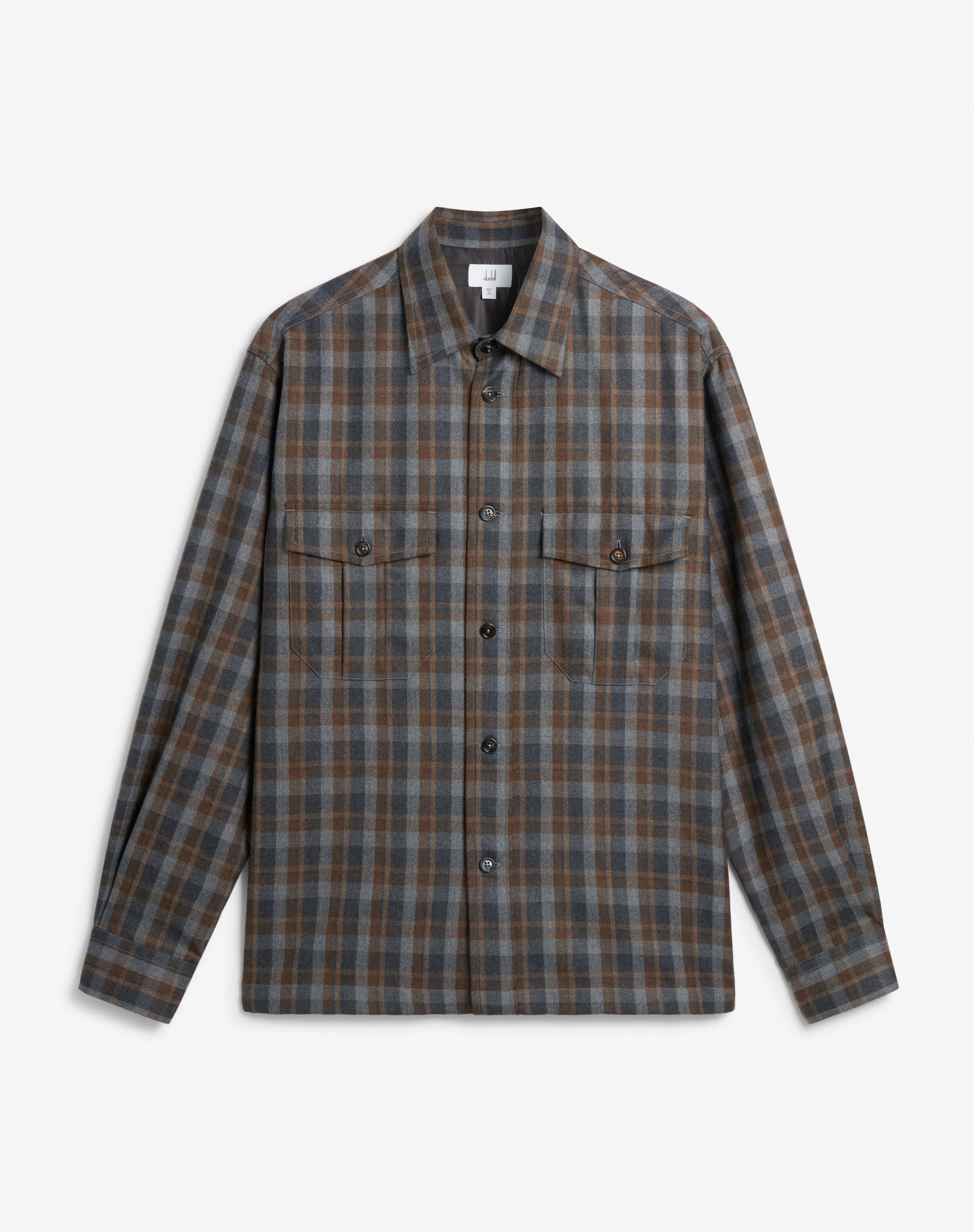 Shop Dunhill Wool Cashmere Check Military Overshirt In Brown