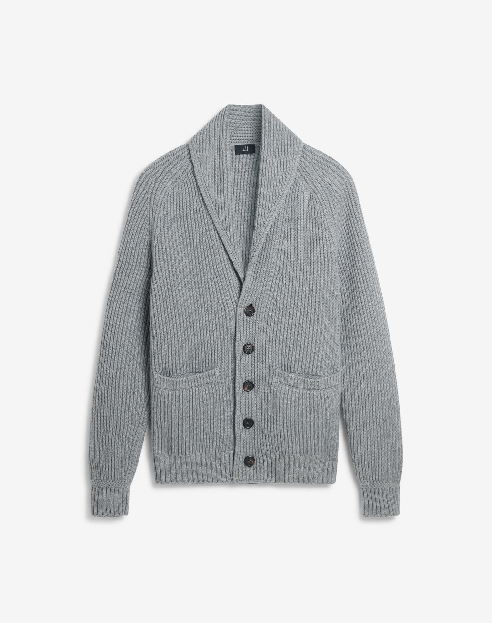 Shop Dunhill Cotton Cashmere Shawl Collar Cardigan In Grey