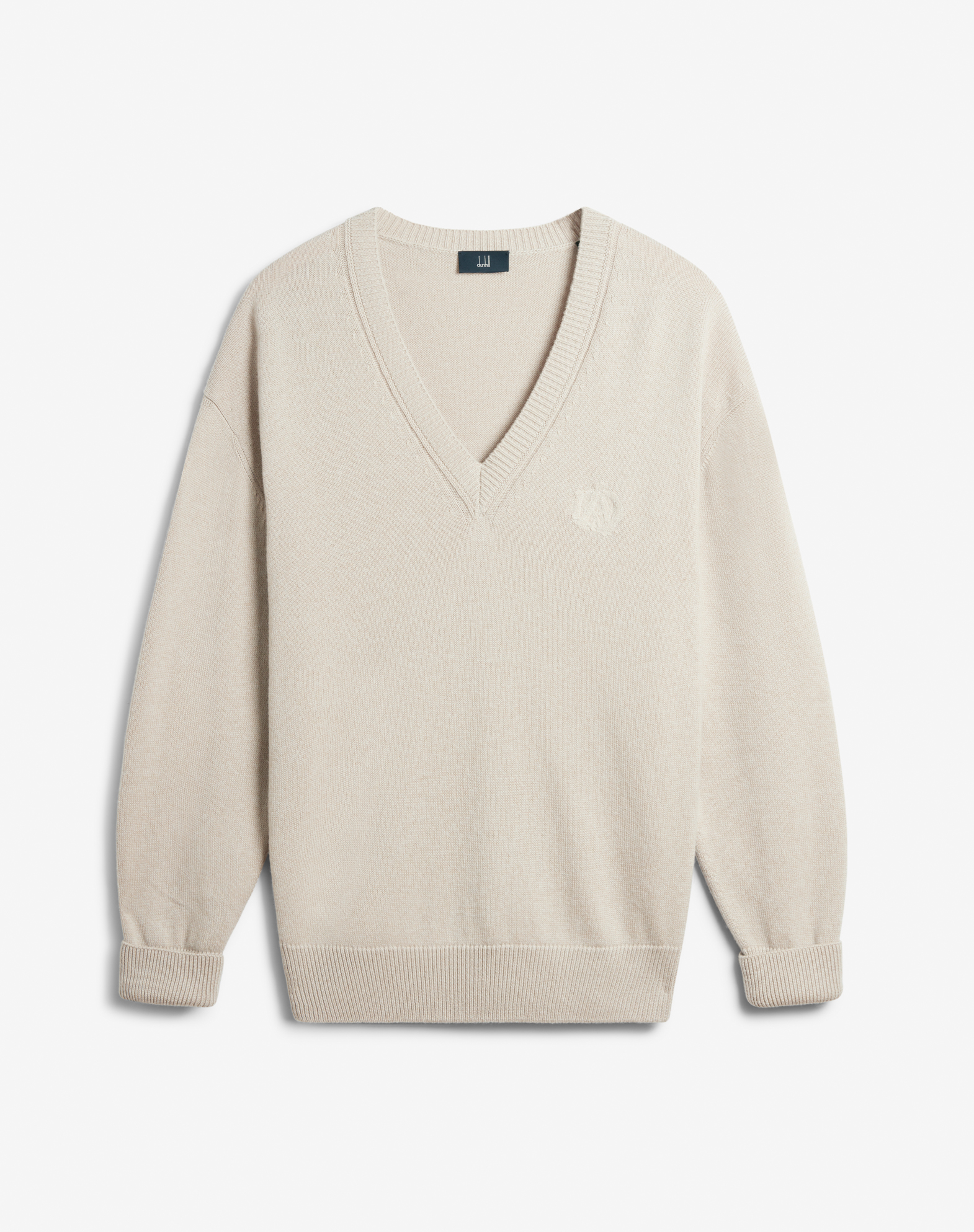 Dunhill Cotton Cashmere V Neck Jumper In Neutral