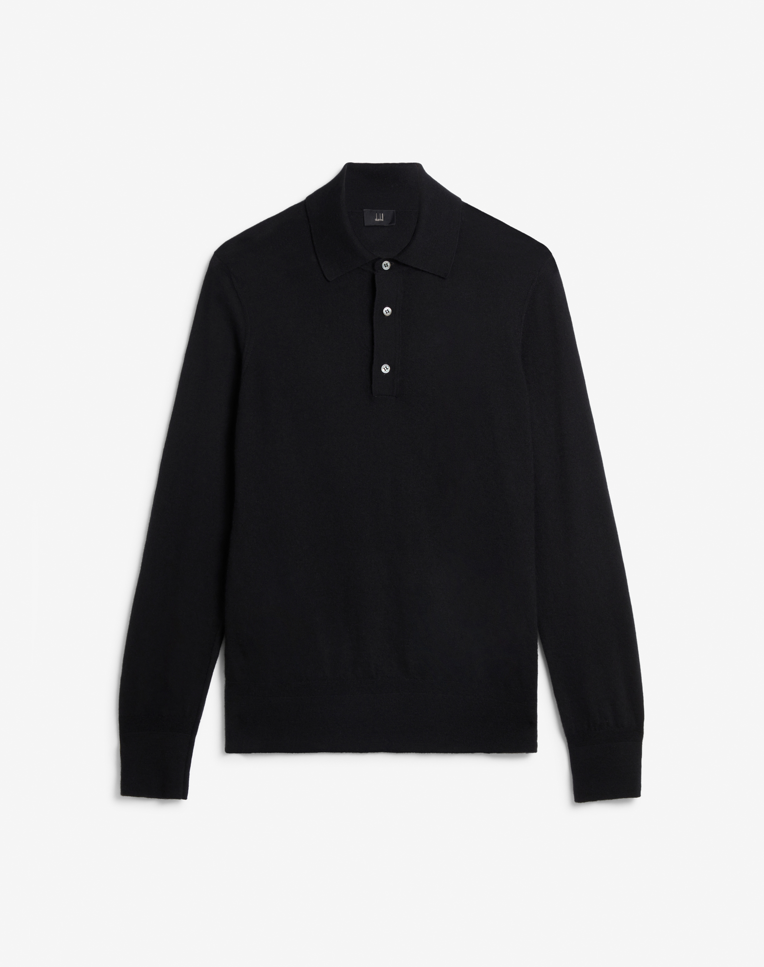 Shop Dunhill Superfine Cashmere Long Sleeve Polo In Black