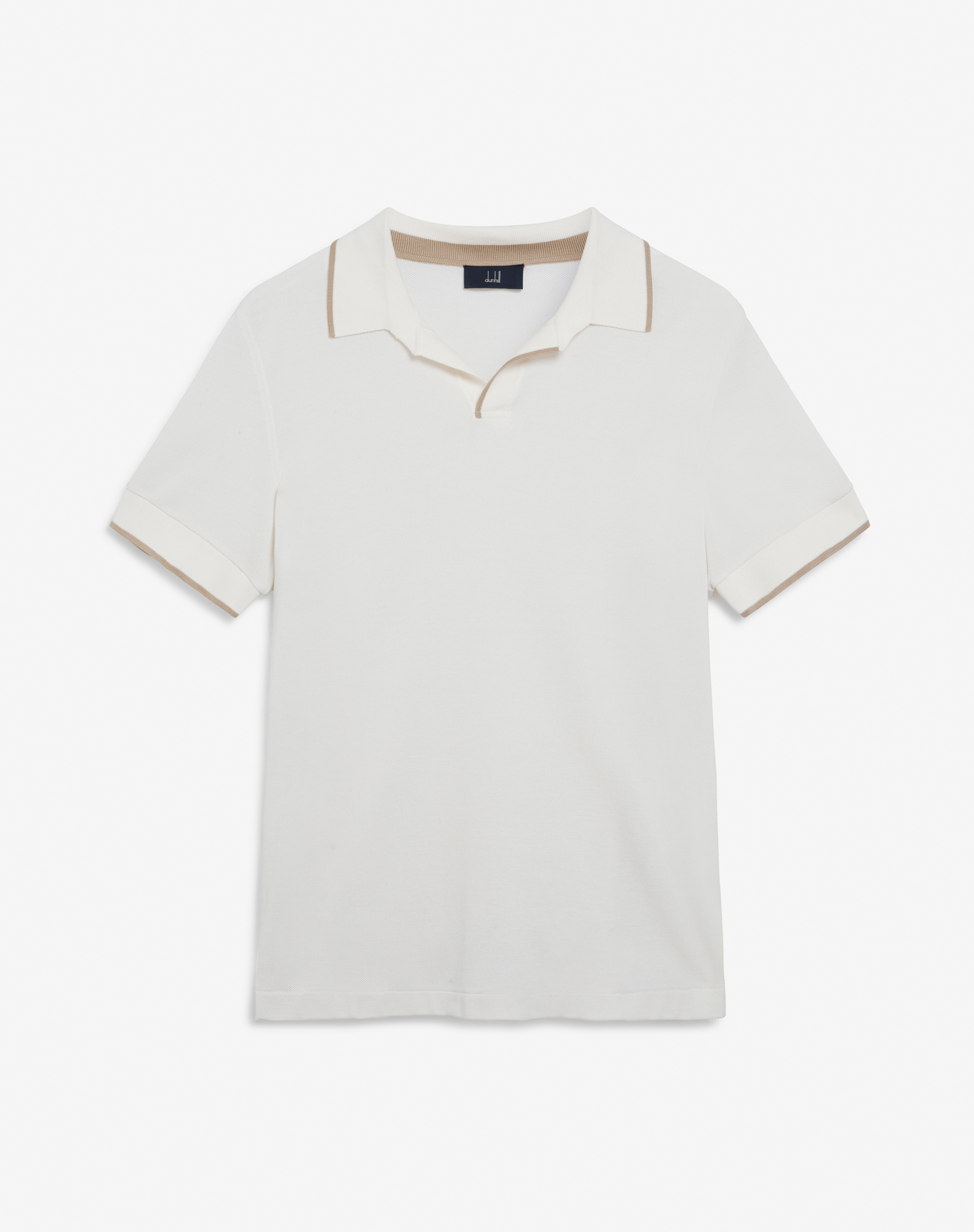 Dunhill Cotton Silk Pique Short Sleeve Polo In White