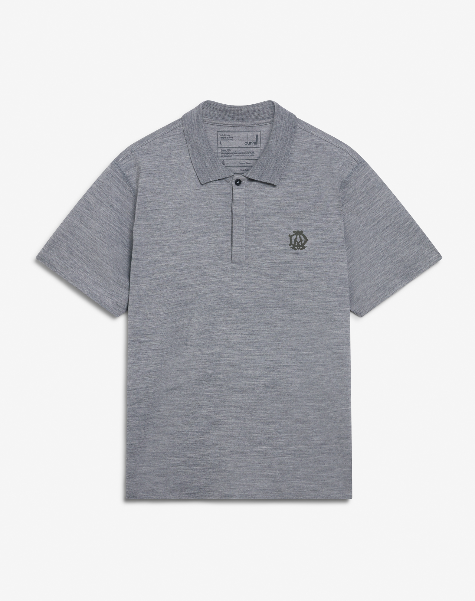 Shop Dunhill Athluxury Wool Short Sleeve Polo In Grey