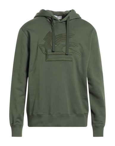 Shop Etro Man Sweatshirt Military Green Size L Cotton