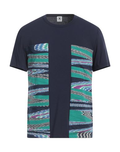 Shop M Missoni Man T-shirt Navy Blue Size L Cotton