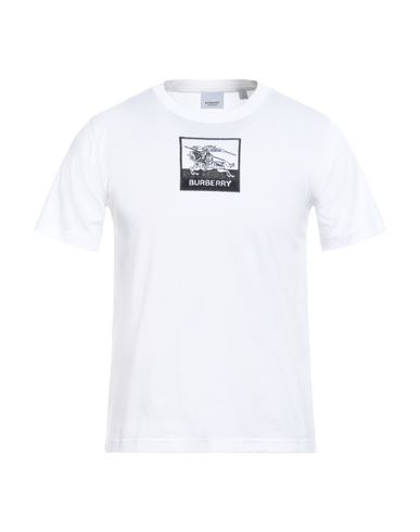 Shop Burberry Man T-shirt White Size L Cotton, Elastane