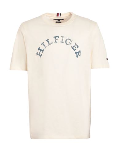 Tommy Hilfiger Man T-shirt Cream Size L Cotton In White