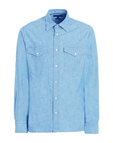 Tommy Hilfiger Man Shirt Pastel Blue Size L Cotton