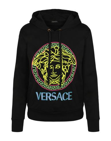 Shop Versace Embroidered Knit Sweatshirt Woman Sweatshirt Black Size 4 Cotton