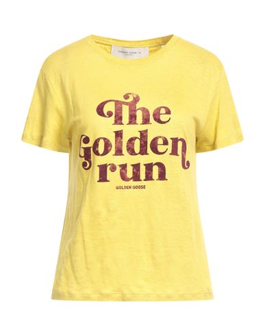 Shop Golden Goose Woman T-shirt Mustard Size M Linen, Elastane In Yellow