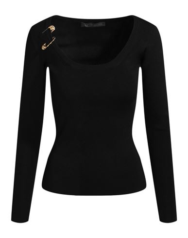 Shop Versace Safety Pin Long Sleeve Sweater Woman Top Black Size 8 Viscose, Polyester