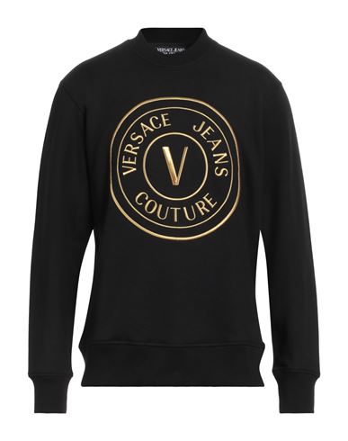 Versace Jeans Couture Man Sweatshirt Black Size L Cotton, Elastane