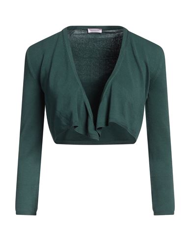 Rossopuro Woman Wrap Cardigans Dark Green Size 6 Cotton, Polyester In Green
