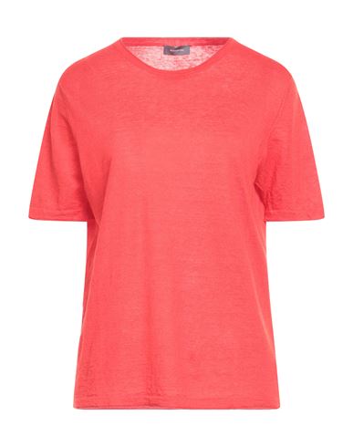 Rossopuro Woman T-shirt Red Size 4 Linen, Cotton