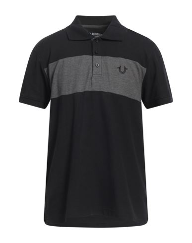True Religion Man Polo Shirt Black Size Xxl Cotton, Polyester