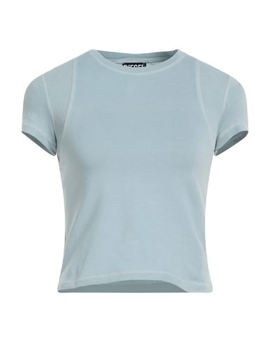 Diesel Woman T-shirt Sky Blue Size S Cotton, Elastane